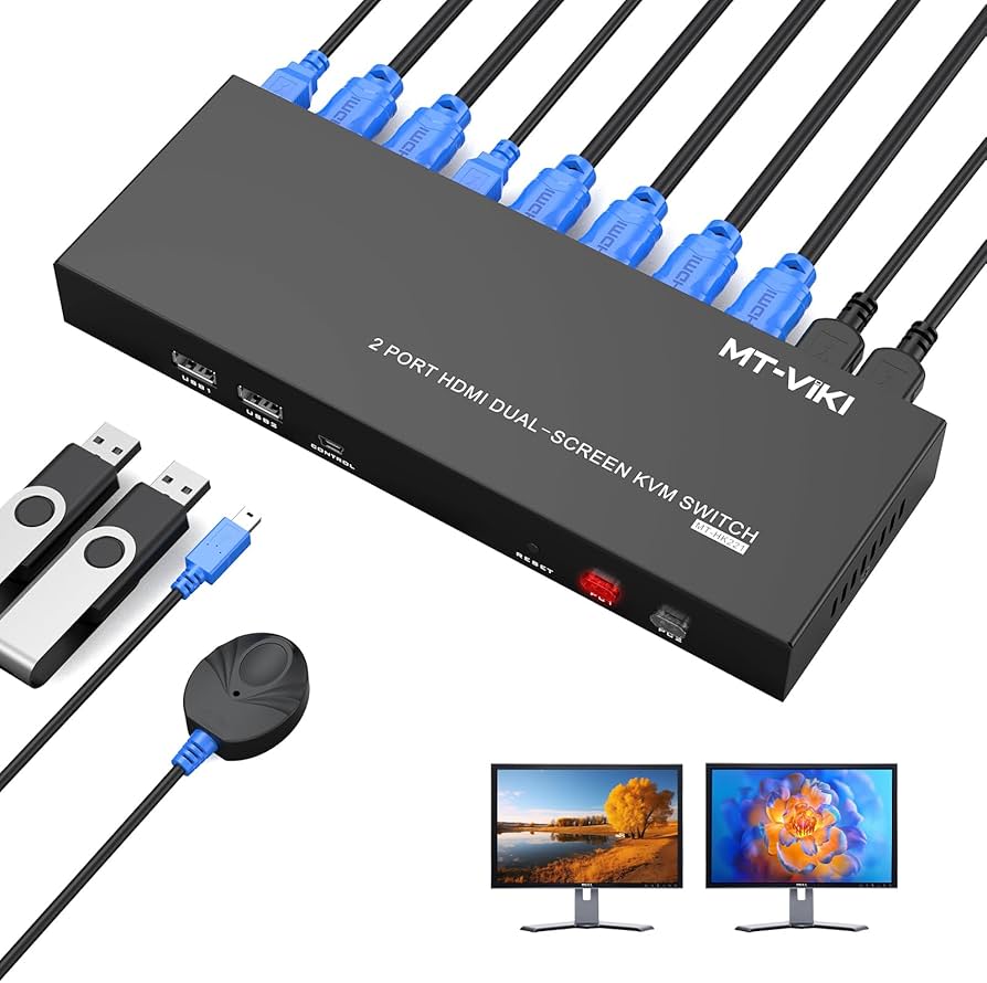 MT-Viki HDMI KVM Switch 4k 60hz 4port DUAL monitor/MT-HK421