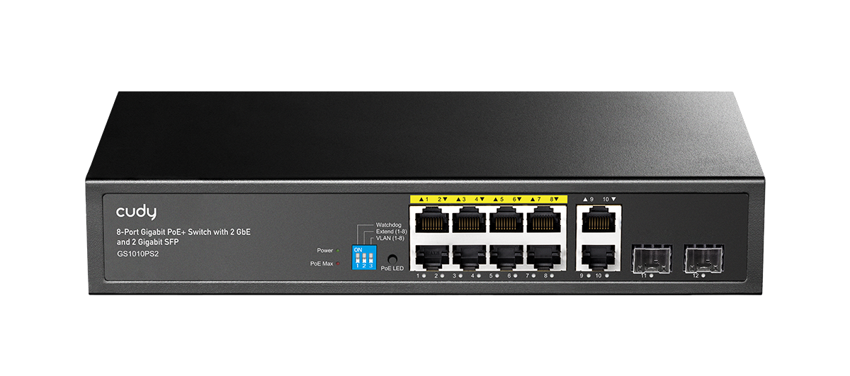 Cudy GS1010PS2 8-port Gigabit poe+ 2port Gigabit uplink+2port Gigabit SFP 120W Unmanaged Switch